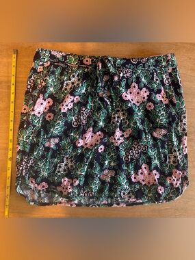 Draper James Navy Pink  Floral Tie-Waist Skirt